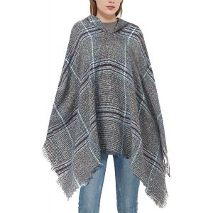 Kalanka-Poncho Femme Poncho Cape À Capuche Plaid Elégant Poncho Couverture Chaude Pour Automne Hiver - Neuf