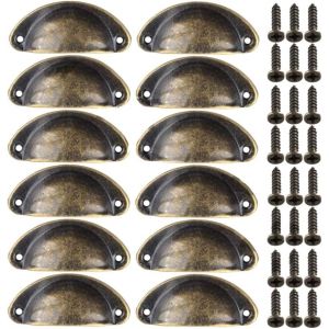 Bouton de porte Poignée de Rétro Décoration pour Armoire Tiroir Vintage Coque de Poignée pour Armoire Tiroir de Meuble de Cuisine Courbes en Fer Rétro Porte du meuble Bouton de Meuble(12PCS) - Neuf