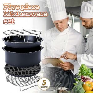 Accessoires de friteuse à air Ensemble de panier à gâteau 5 pièces Friteuse électrique pour la cuisson de la pizza - Neuf