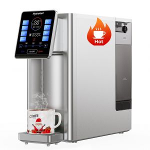 Hydrofast W100 - Purificateur d'eau de table sur-mesure : Filtration RO 6 &eacute;tages + Min&eacute;raux, Chauffe-instantan&eacute;e 8 Temp&eacute;ratures, St&eacute;rilisation UV, &Eacute;cran Tactile Digital, 4L (Argent) - Neuf