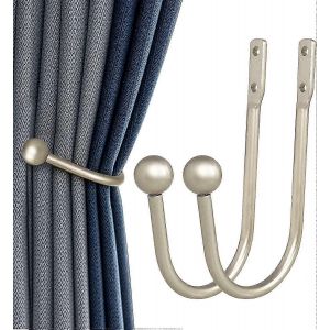 Retenue de rideau,2 attaches de rideau murales avec vis,crochet de rideau de porte-rideau décoratif en métal robuste,argent - Neuf