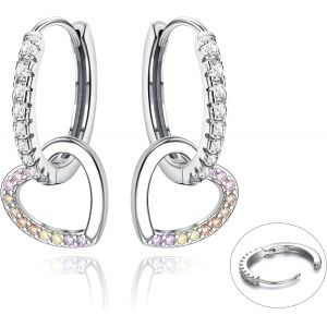 Kal-925 Argent Sterling Boucles D'oreilles Cr&eacute;oles Etoile Coeur Papillon Etincelante Cz Petites Boucles D'oreilles Pendantes Boucle D'oreille Huggie Hypoallerg&eacute;nique Pour Femmes Fille - Neuf
