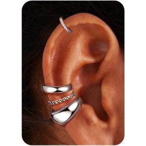 Kal-Ear Cuff Boucle D'oreille Sans Trou Pour Femme -Paires Faux Piercing Helix R&eacute;glables Plaqu&eacute; Or Pour Cartilage Sans Per&ccedil;age, Ohrclips Hypoallerg&eacute;niques Pour Oreilles Non Perc&eacute;es - Neuf
