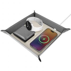 Vide-poches avec Station de Charge sans fil Qi 15W Charge Rapide 4smarts Gris - Neuf