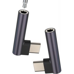 LORANKA-Adaptateur USB C vers Jack Casque AUX (2 pi&egrave;ces) 3,5 mm Casque Adaptateur Type-C Dongle pour Apple iPhone 16 15 Pro Max pour iPad Compatible avec Samsung Android Microphone DAC Audio C&acirc;ble Au - Neuf