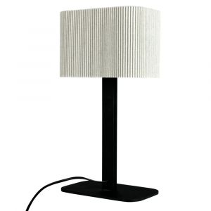 Lampe &Agrave;Poser En M&eacute;tal Et Tissu Noir/Blanc - Neuf