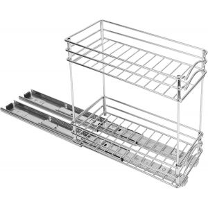 Rangement Epices Coulissant &Agrave; 2 Niveaux-L12 X P26 X H23,8 Cm-Range Epices Cuisine Pour Armoire De Cuisine,Fer - Neuf