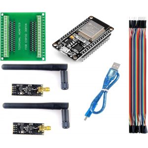 Esp32-Devkitcv1 Carte De Développement Esp32 Esp32-Wroom-32 Avec Deux Nrf 24+Pa+Lna Émetteur-Récepteur Sans Fil+Une Carte De Dérivation+Un Câble Micro Usb - Neuf