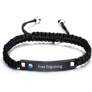 Kal-Ensemble Assorti Pour Elle Et Lui - En Titane Et Acier Inoxydable - Fait &Agrave; La Main - Corde Tress&eacute;e - Bracelets Pour Elle Et Lui - Neuf