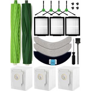 Lot De 17 Accessoires Pour Robot Aspirateur Irobot Roomba Combo J7+/J7 Plus/J9+/J9 Plus/10 Max, 2 Brosses À Rouleau, 4 Brosses Latérales, 3 Sacs D'Aspirateur, 3 Filtres Hepa, 3 Lin[SSE7111067] - Neuf