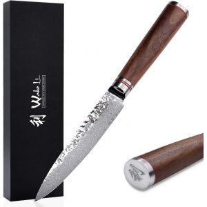 Checarzhn--No1-Couteau Multi-U S En Noyer De Qualité Supérieure Avec Lame De 12,5 Cm Fabriqué En Acier Damassé Véritable 67 Couches Avec Manche En Bois De Noyer I Couteau De Cuisine Damassé Et Coutea - Neuf