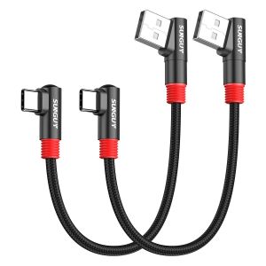 CLOUDDS-Câble Usb C Court 90 Degrés,[0,15 M 2 Pièces] 3A Câble Usb Vers Usb C Transfert De Données Usb 2.0 Nylon Compatible Avec Iphone 16/15 Pro/Pro Max/Plus,Galaxy S25/S24/S23,Ipad Pro 2022 - Neuf
