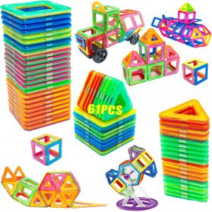 KALWL-Blocs De Construction Magn&eacute;tiques 61 Pcs,Construction Magnetique Enfant,3D Construction Jouets,Magn&eacute;tiques Enfants Educatif Jeux Cadeaux Pour Enfants Convient Pour 3+ Gar&ccedil;ons Et Filles - Neuf