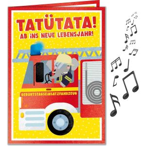 Carte d'anniversaire pour enfant Motif pompiers - Neuf