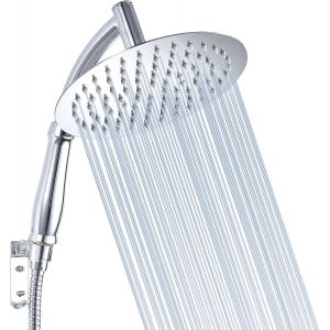 Pommeau de Douche à Effet Pluie Avec Bras de Douche à Main, Pommeaux de Douche Haute Pression en Acier Inoxydable, Pommeau de Douche Avec Bras d'extension et Kits de Support - Neuf