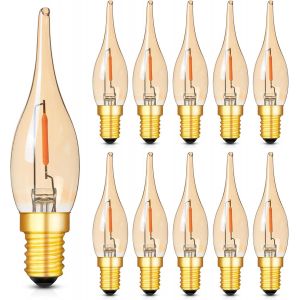 Ampoule Led E14 2200k Flamme Basse Puissance C22 Ampoule À Filament Led 0,7w Équivalent À 7w,Convient Pour Les Lampes À Bougies Les Lustres Et Les Veilleuses,Faible Puissance,220v-240v,Lot De 10 - Neuf