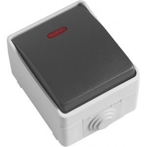 Amig - Bouton Poussoir &Eacute;tanche Ip54 | Interrupteur Ext&eacute;rieur R&eacute;sistant &Agrave; L'Eau | 10a 230v | Led Lumineux | Usage Int&eacute;rieur/Ext&eacute;rieur, Gris, Polycarbonate, Multicolore - Neuf