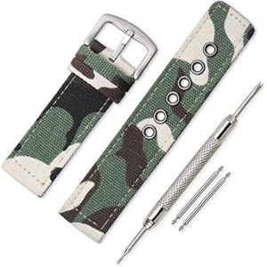 Eryi-Bracelet Montre Toile Bracelet Montre Armée Militaire Camouflage - 18mm, 20mm, 22mm, 24mm Montre Bracelet Avec Épaissir Acier Inoxydable Boucle - Neuf
