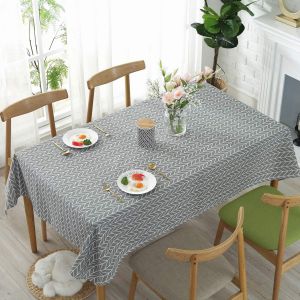 Nappe Rectangulaire En Coton Et Lin &Agrave; Motif Fl&egrave;che, Anti-Poussi&egrave;re Et Lavable, Pour Table De Cuisine Ou Salle &Agrave; Manger, 140 X 220 Cm (Gris) - Neuf