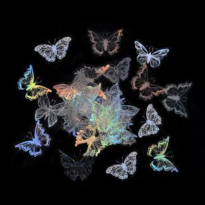 Mevronisshop-Lot De 45 Autocollants Holographiques Imperm&eacute;ables En Forme De Papillon Pour Scrapbooking, Bouteilles D'eau, Bagages, T&eacute;l&eacute;phone Et Ordinateur Portable - Neuf