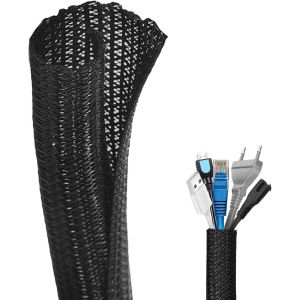 MEVRONISSHOP-Flintronic Gaine Cable Informatique, 3 M&egrave;tre &iquest;13-25mm Gaines de C&acirc;bles Ajustable, Protecteur de Cordon, Manchon de C&acirc;ble Gaine Bureau pour Ordinateur/Automobile TV/Ordinateur/PC/USB/Audi - Neuf