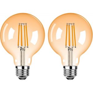Kaleidoscope-E27 Ampoule Led Vintage,4w Ampoule Vintage E27 À Intensité Variable,G80 Ampoule Rétro 2700k Blanc Chaud,Remplace 35 Watts,Pour Un Éclairage Décoratif Nostalgique Et Rétro,2 Pièc[Q3145] - Neuf
