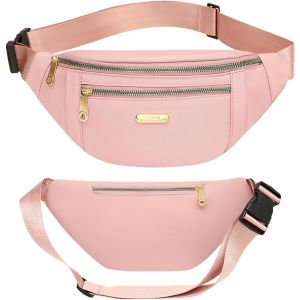 SJZG-Rose Sac Banane Femmehomme, Sacs Banane Grande Taille, Ceinture Réglable Fanny Pack, 3 Poches Zippées Sacoche Banane, Chic Banane Voyage, Pourd Être À Pied - Neuf