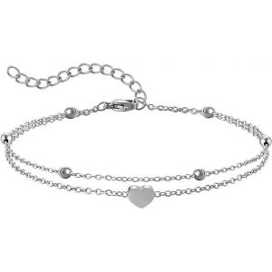 Tianyi-Chaine De Cheville Femme Acier Inoxydable De Cheville Pour Femme Forme De Coeur Decorative Anklet Réglables Cheville Double Chaîne Pour Femme Argent/Or/Rose - Neuf