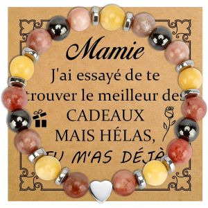 Kalanka-Cadeau Fete Des Grands Peres Grand Mère Maman Mamie Papa Parents Bracelet Pierre Naturelle Cadeau Fete Des Peres Fete Des Meres Marraine S?ur Tata Fille Collègues Couple Parrain Frère Tonton - Neuf