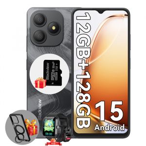 Blackview WAVE 9C T&eacute;l&eacute;phone portable 6.56" 12Go+128Go 5000mAh Android 15 Smartphone Dual SIM Noir avec R50 montre intelligente-Noir - Neuf