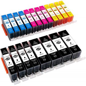 20 Cartouches d'encre compatibles avec puce pour Imprimante Canon Pixma MG 5100 5150 5200 5250 5300 5350 6150 6250 8150 8250 / canon MX 715 885 895 IP4850 ip4950 4 x PGI-525BK Noir 4 x Canon - Neuf