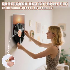 Lot de 2 supports de rangement pour disques vinyles en acrylique pour mur et table, support cach&eacute; pour disques et photos, 10 x 10 x 9,8 cm, noir - Neuf