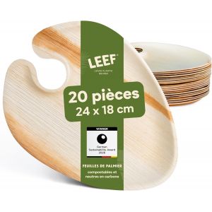 KALANKA-&reg; assiette jetable en palmier [20pcs &iquest; 24cm] assiette barbecue comme d&eacute;coration d'anniversaire [ovale] assiettes plates alternative aux assiette plastique reutilisable comme vaisselle jetable - Neuf