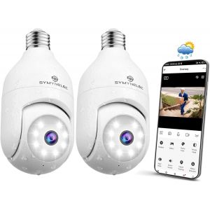 2 Pieces Waterproof Outdoor Surveillance Camera, Wifi 360 Wireless Camera, 2K 4Mp Security Camera With Human Tracking, Color Night Vision, Two-Way Audio, Alexa & Google - Neuf