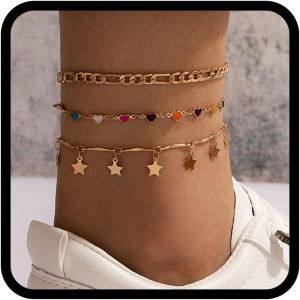 Boho Couches De Paillettes Bracelets De Cheville Étoile D'or Bracelets De Cheville Coeur Coloré Chaîne De Pied Pour Femmes Et Filles - Neuf