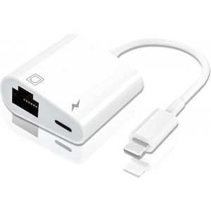SUBZONAL-Adaptateur Lightning vers Ethernet, 2 en 1 RJ45 Ethernet LAN avec port de charge compatible avec iPhone/iPad/iPod, Plug and Play, prend en charge le r&eacute;seau Ethernet 100 Mbps - Neuf