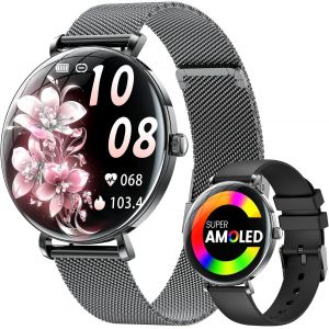 Montre Connectée Femme Avec Appel Bluetooth, 1,43'' Amoled Écran Smartwatch Avec Santé Au Féminin, 120+ Mode Sportif, Sommeil, Fréquence Cardiaque, Étanche Ip68 Podometre Pour Android Ios - Neuf