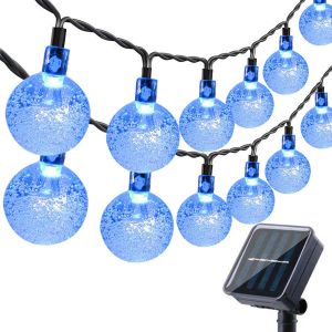 Kal-Guirlande Lumineuse Solaire D'extérieur - 60 Led - 11 M - 8 Modes - Étanche - 8 Modes - Pour Jardin, Terrasse, Balcon, Fête - Bleu - Neuf