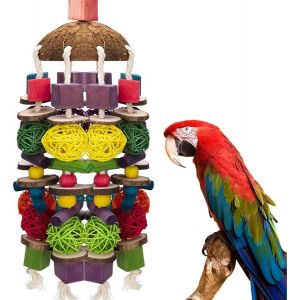 Jouet À Mâcher Pour Perroquet, Grand Jouet À Mâcher En Bois Naturel De 35 Cm, Jouet À Mordre Pour Grands Perroquets, Perroquets Gris D'afrique - Neuf
