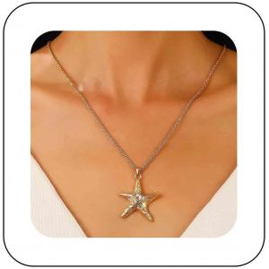Trahoo-Collier Boho Étoile De Mer Collier Pendentif Étoile De Mer Argent Collier Étoile De Mer Collier Ras De Cou Plage Été Collier Chaîne Océan Vintage Grand Collier Étoile De Mer - Neuf