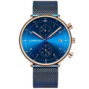Montre Chronographe &Agrave; Quartz Pour Homme Avec Affichage Lumineux Et Calendrier, Bracelet En Acier, &Eacute;tanche Jusqu'&agrave; 3 Atm - Neuf