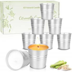 Bougies à la citronnelle pour l'extérieur, 200 h, 8 bougies à la citronnelle pour camping en plein air dans un verre, 100% cire de soja naturelle pour jardin, balcon, pique-nique, camping, terrasse - Neuf