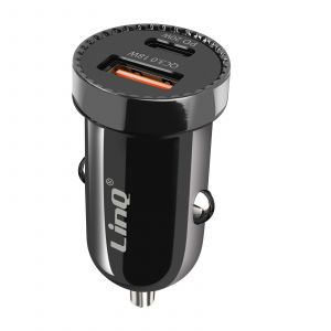 Chargeur Allume-Cigare Voiture 38 W Power Delivery + USB Quick Charge LinQ Noir - Neuf