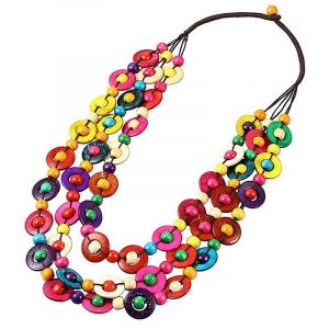 Bohème Noix De Coco Coquille Bois Collier De Perles Pour Femmes Filles Bijoux Fait À La Main Perles Sautoir Mot - Neuf