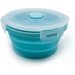 Bols De Camping Pliables Avec Couvercle,En Silicone,Pour L'extérieur,Boîte À Sandwich Ronde,Pour Le Camping,La Cuisine,Les Pique-Niques,Les Boîtes De Conservation (1200 Ml) - Neuf