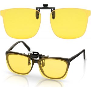 Kathlelxh-Clip Lunettes Conduite De Nuit Polarisées, Lunettes De Nuit Polarisées, Clip Lunettes De Soleil Polarisées, Anti Ouissement Et Ultra Léger, Surlunettes Verres Jaunes Hd, Homme, Hom[H1576] - Neuf