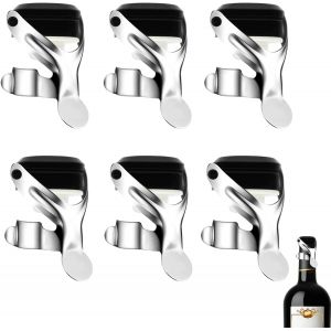 6 Pièces Bouchons De Bouteille De Vin Bouchon De Vin Mousseux Bouchon De Vin En Acier Inoxydable Bon Joint Garder Le Vin Au Frais Bouchon De Champagne Pour Sceller Le Vin Mousseux Champagne - Neuf
