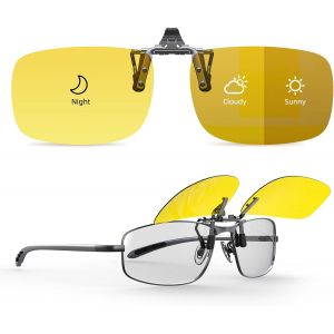 Lunettes De Conduite De Nuit Photochromiques &Agrave; Clipser Pour Homme Et Femme, Rabattables, Anti-Reflets Des Phares/Ampoules Led, Protection Uv400[Z2671] - Neuf