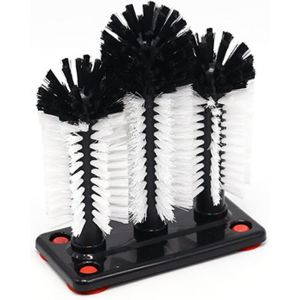 Jgd-Brosse De Nettoyage Pour Bouteille Avec Base &Agrave; Succion, Brosse En Verre, 3 Brosses Pour La T&ecirc;te Pour Tasse De Bi&egrave;re, Gobelet Long, Verre &Agrave; Vin Rouge Et Plus De Tasse De Cuisine - Neuf