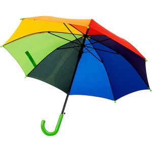 Parapluie Arc-En-Ciel Pour Enfant Avec Cadre En Fibre De Verre Solide 8 Baleines L&eacute;ger Protection Contre Le Vent Et La Pluie Facile &Agrave; Ouvrir Et &Agrave; Fermer Poign&eacute;e Crochet En J Ext&eacute;rieur - Neuf